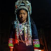 Day 2 trek - The Chief's wife in traditional Akha dress