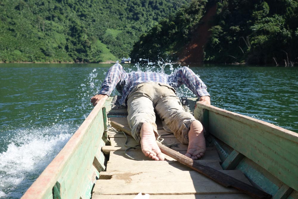 Day 3 trek - Julien cooling off