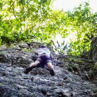 Alex climbing the same route