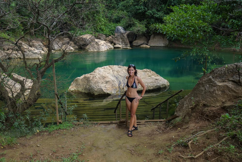 Cool Spring near Laksao (Moni posing)