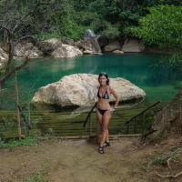 Cool Spring near Laksao (Moni posing)