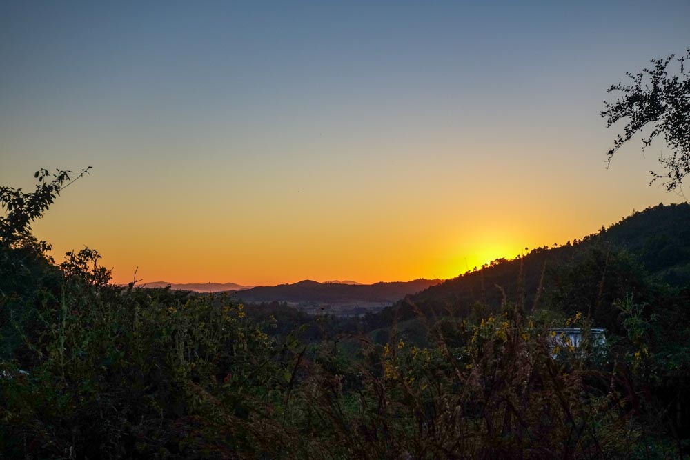 Sunset over Ban Kham village