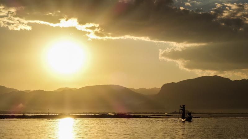 Sunset over Inle lake