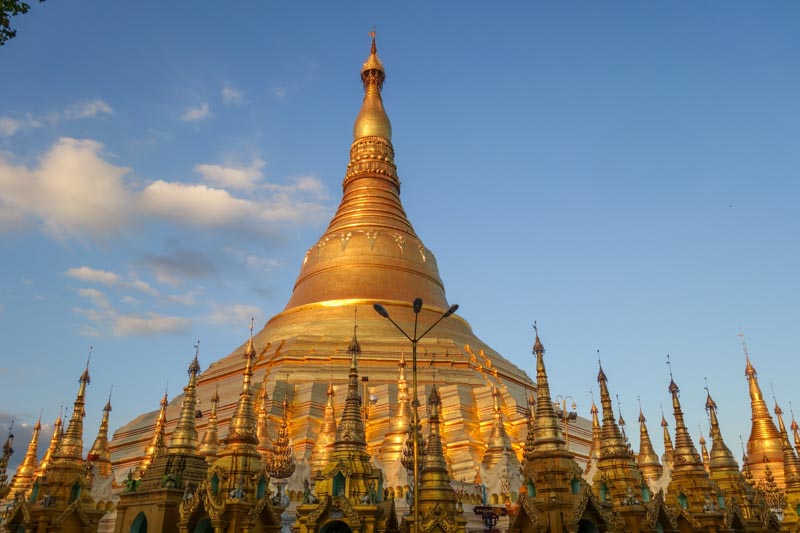 Shwedagon Pagoda at sunset