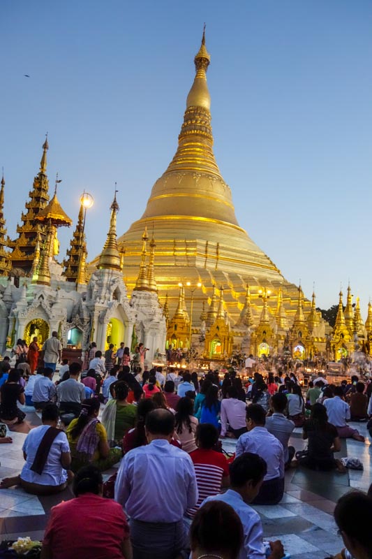 Buddhists performing ceremony