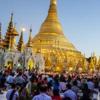 Buddhists performing ceremony