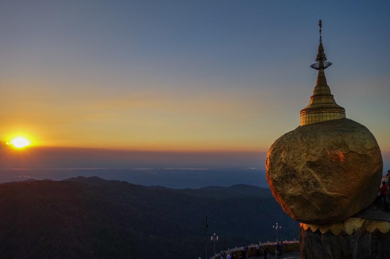 Golden Rock at sunset