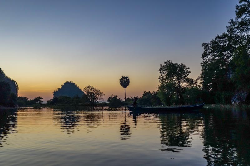 Sunset by the pond behind Saddan cave