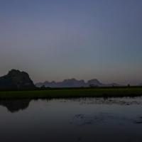 Night falling over the countryside at Saddan cave