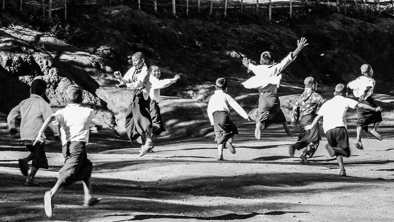 Schoolboys playing soccer