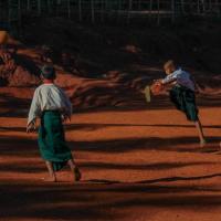 Schoolboys playing soccer