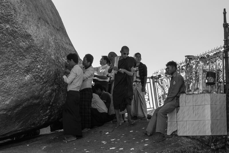 Men at Golden Rock (check out the monk with Ray Ban's)