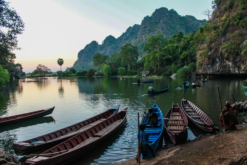 Sunset by the pond behind Saddan cave