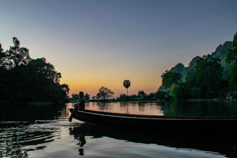 Sunset by the pond behind Saddan cave