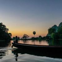 Sunset by the pond behind Saddan cave