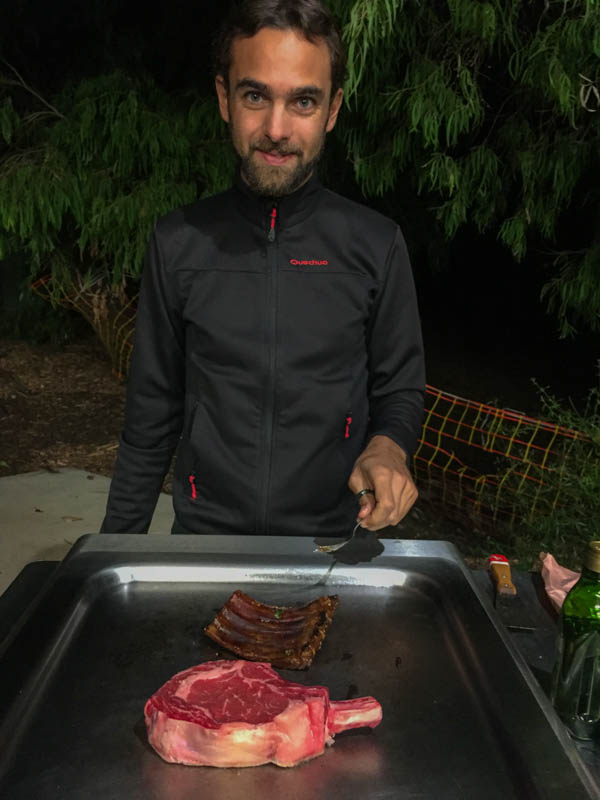 Alex handling a monster Australian steak