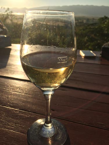 A glass of sauvignon blanc from red mountain estate 2